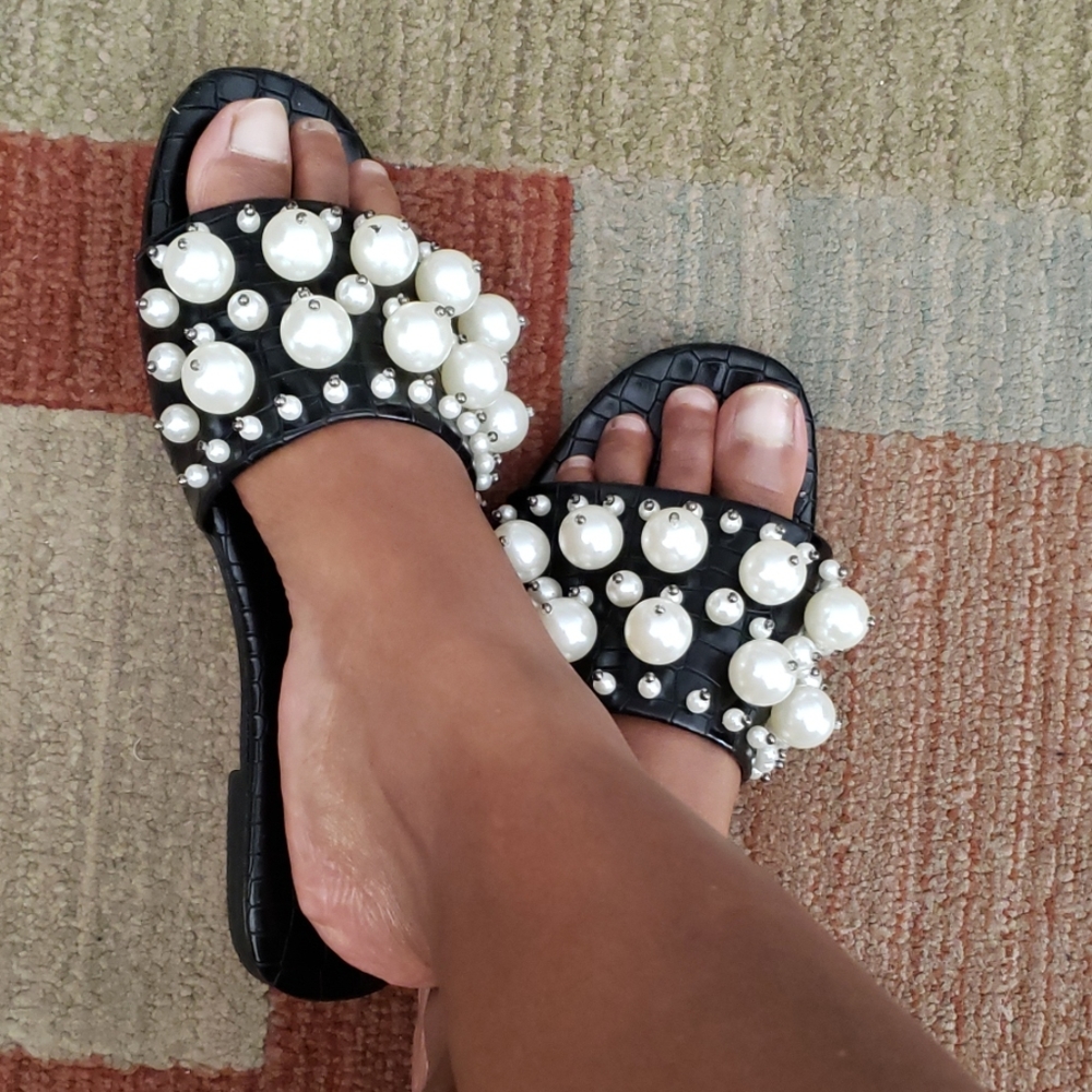 ❗Last One❗ Pearl Croc Embossed Open Toe Slides - Picture 5 of 5